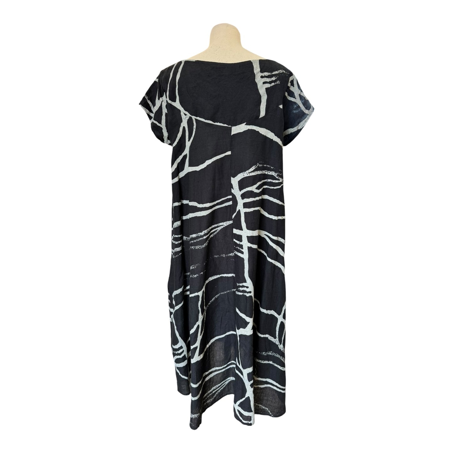 Thanny Black and Grey Linen Dress - 12/14