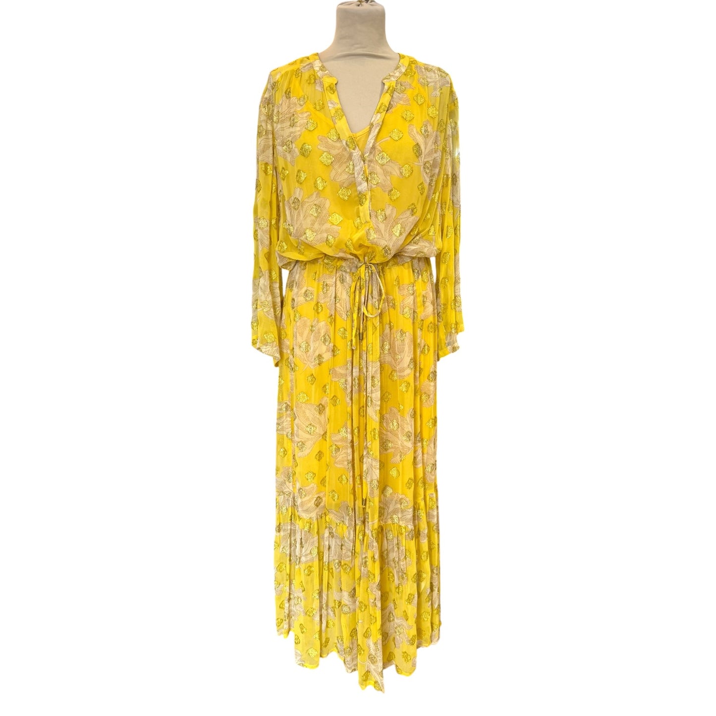 Part Two Benny Layered Yellow Tulip Chiffon Dress - 14