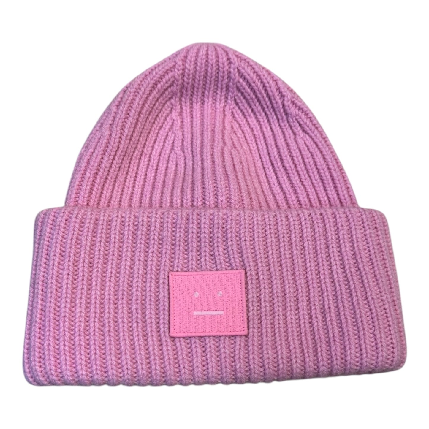 Acne Studios Pink Face Logo Wool Beanie