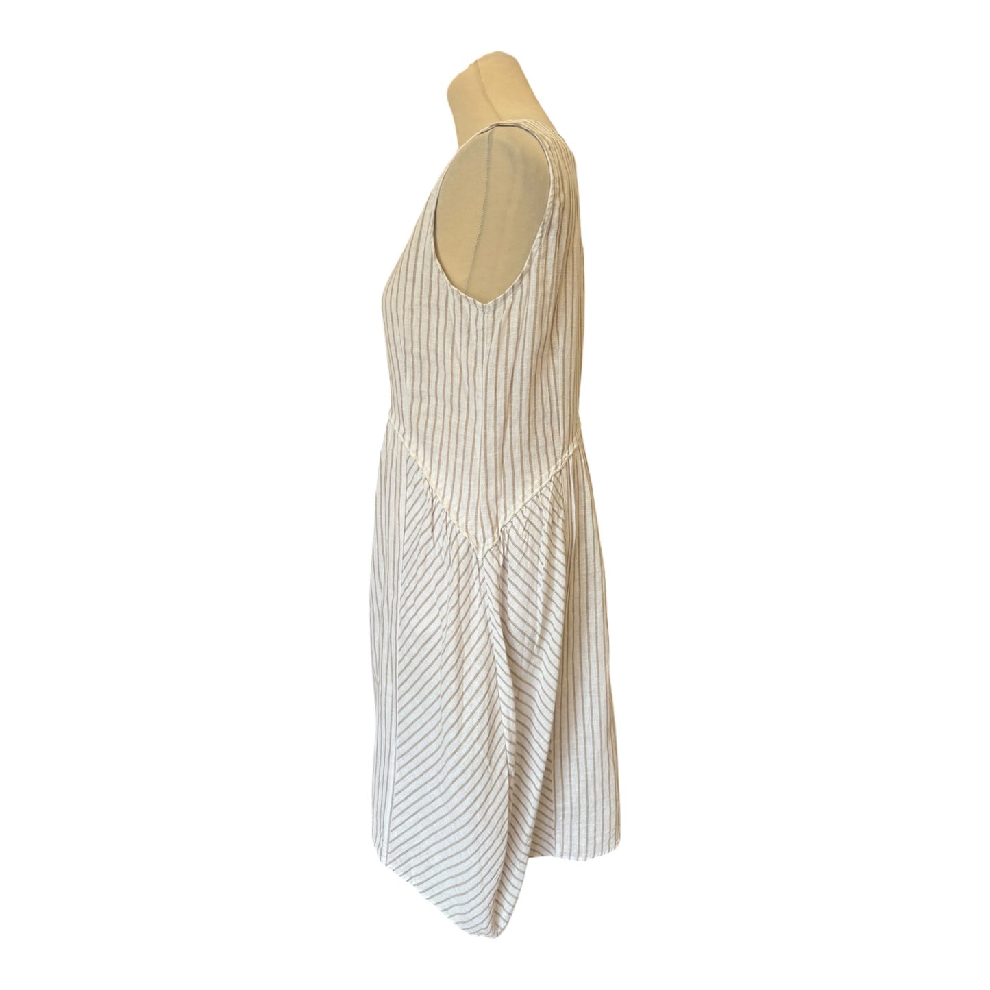 Athena Marie White and Beige Stripe Linen Dress - 10
