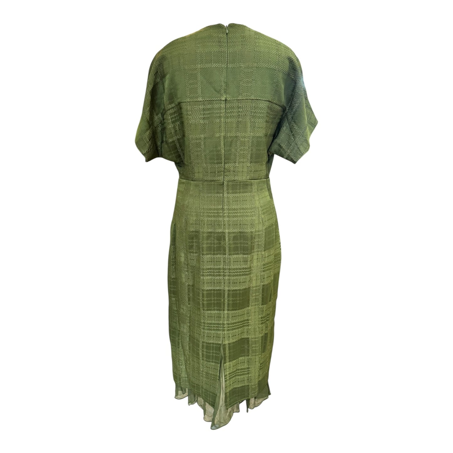 Jigsaw Khaki Textured Check Midi Dress - 10