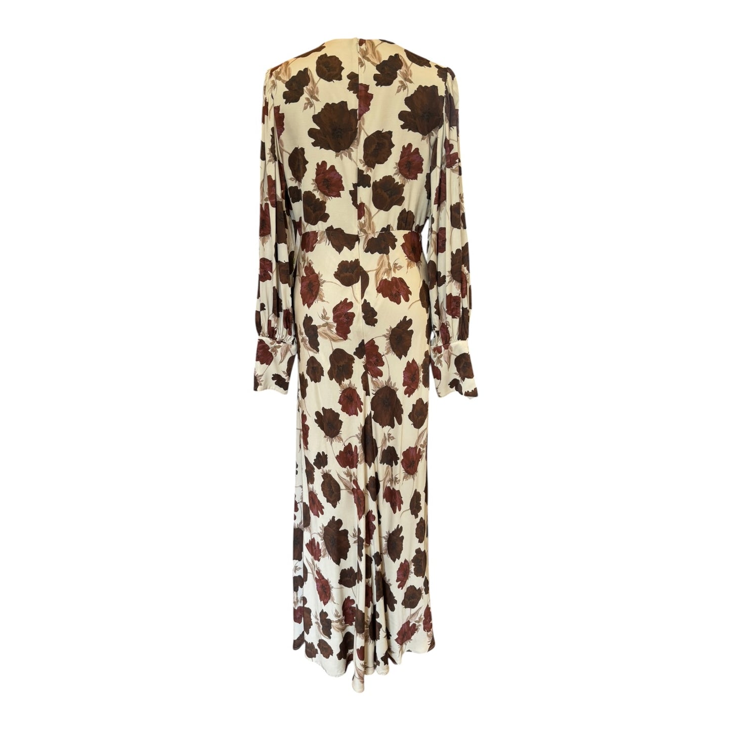 Malina Alize Floral Satin Maxi Dress in Wine Peony - 12/14