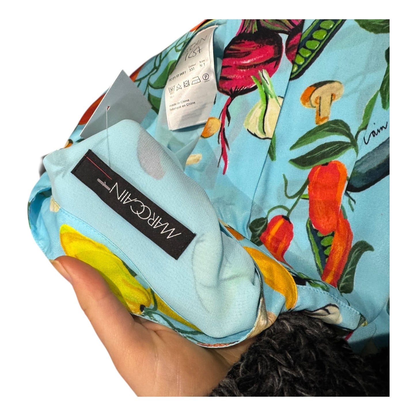 Marc Cain Turquoise Vegetable Motif Dress - 8