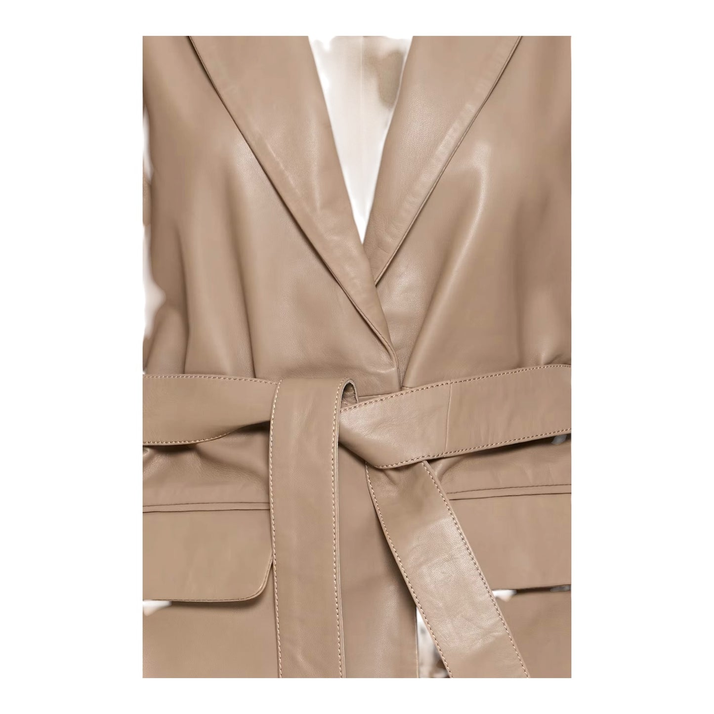 Fransa Taupe Leather Two Piece - 10 - NEW