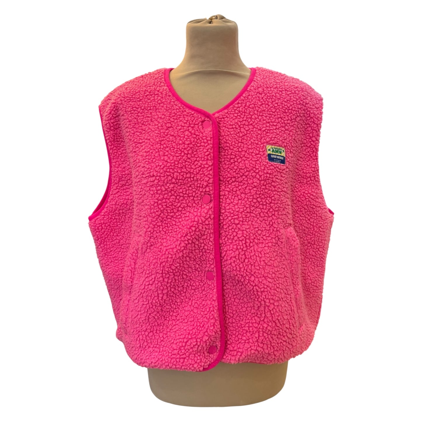 American Vintage Hoktown Fleece Gilet in Acid Pink - 10
