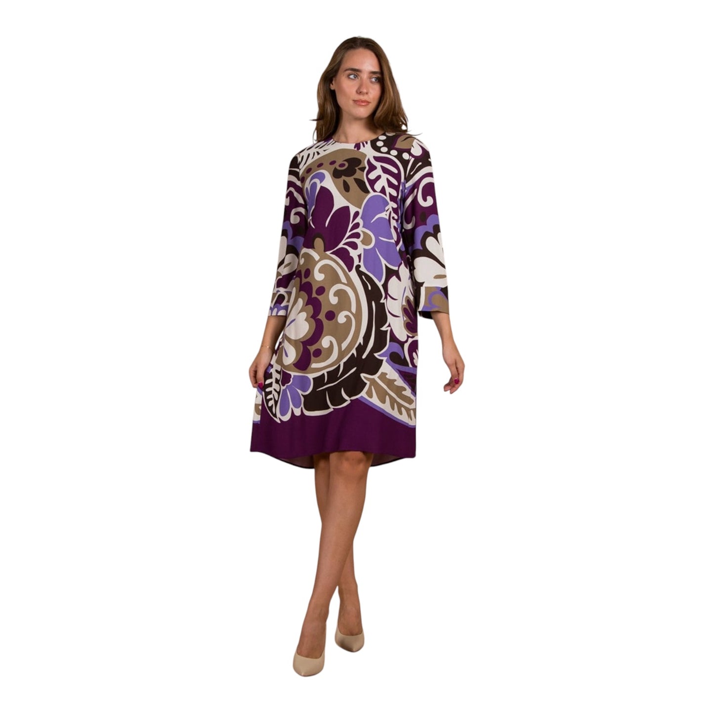 Luisa Cerano Purple Floral A Line Dress - 14