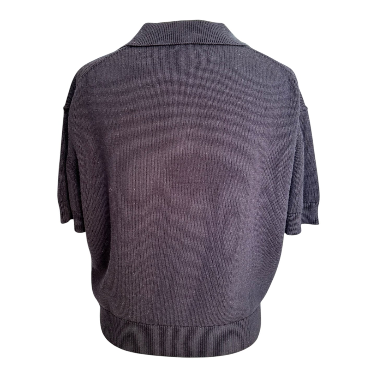 Massimo Dutti Navy Cotton and Wool Knit Top - 10