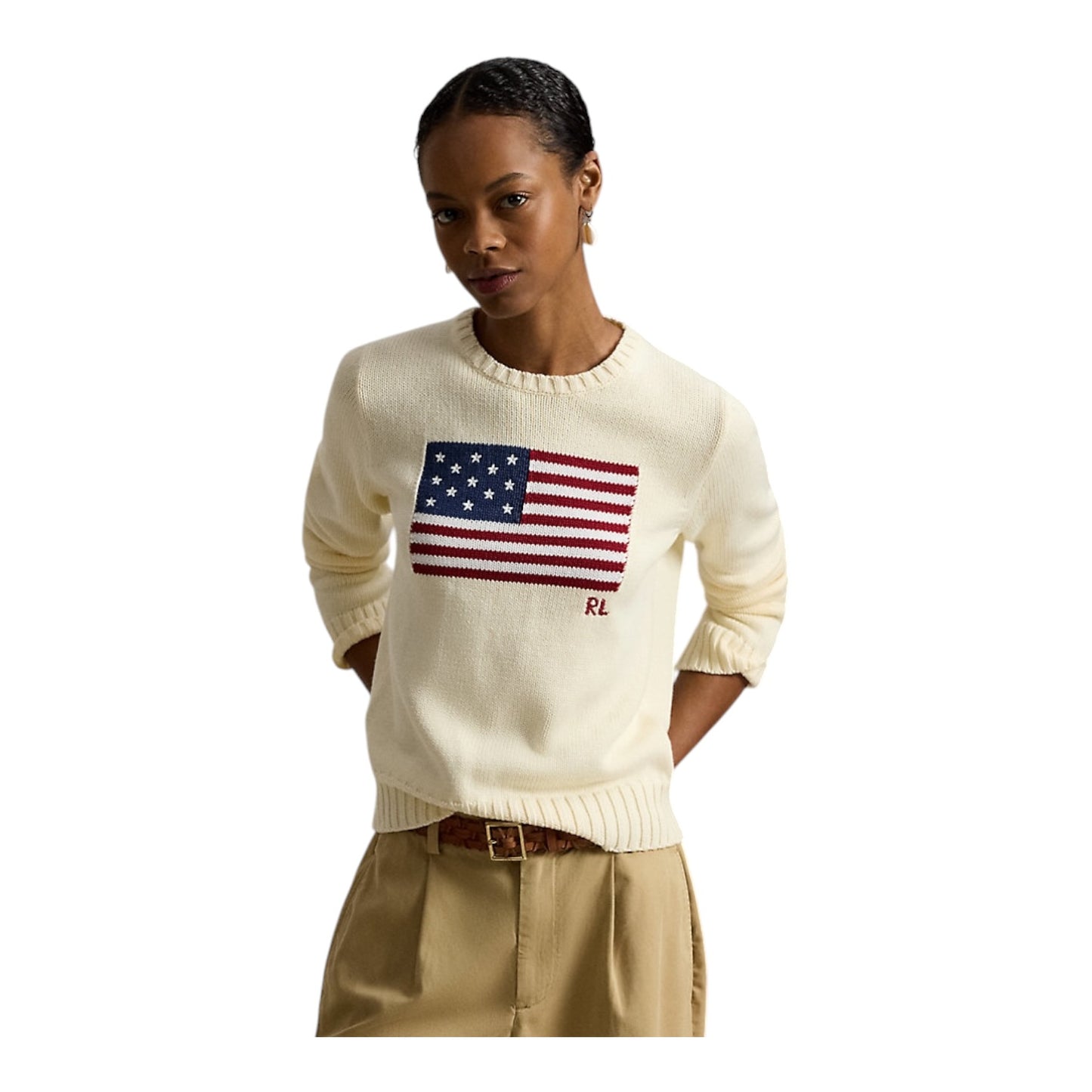 Ralph Lauren The Iconic Flag Jumper in Cream - 12/14