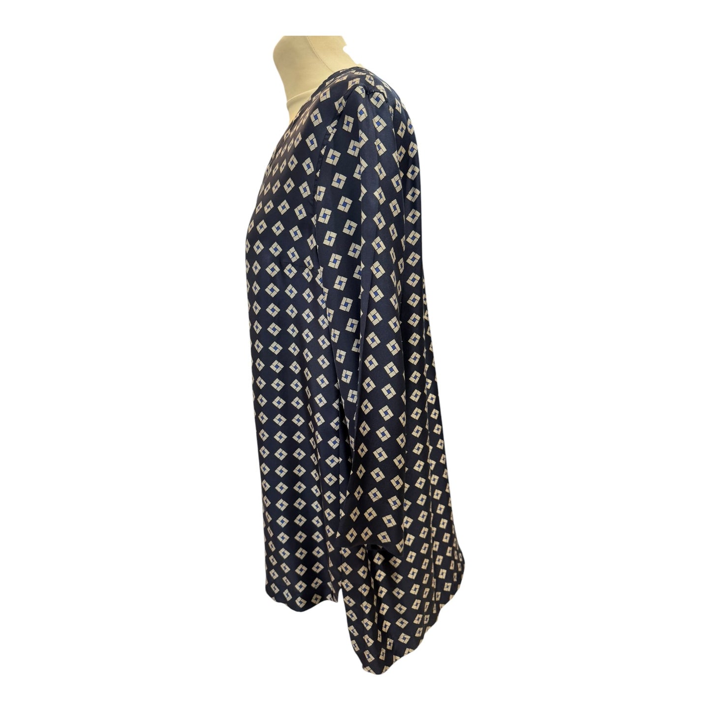 'S Max Mara Navy Silk Tunic Top - 12