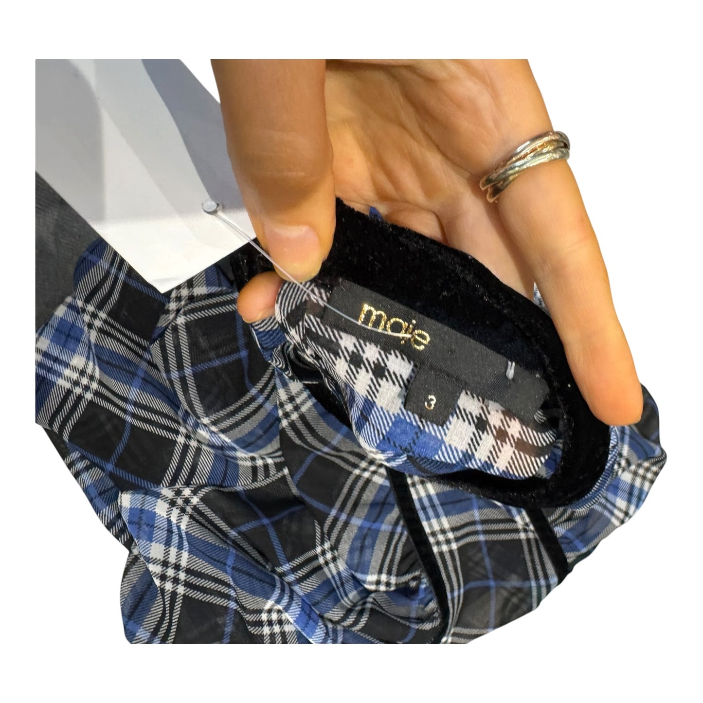 Maje Blue and Black Gingham Top - 10