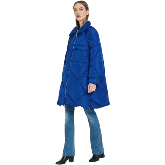 Otto D'Ame Royal Blue Quilted Duvet Coat - 10 (oversized)