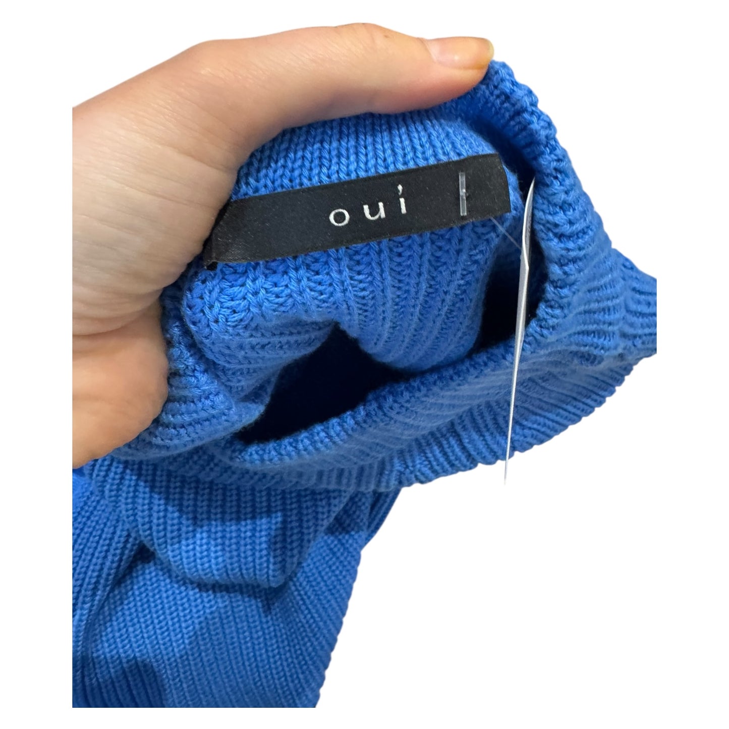 Oui Blue Cotton Rib Knit Sweater - 18