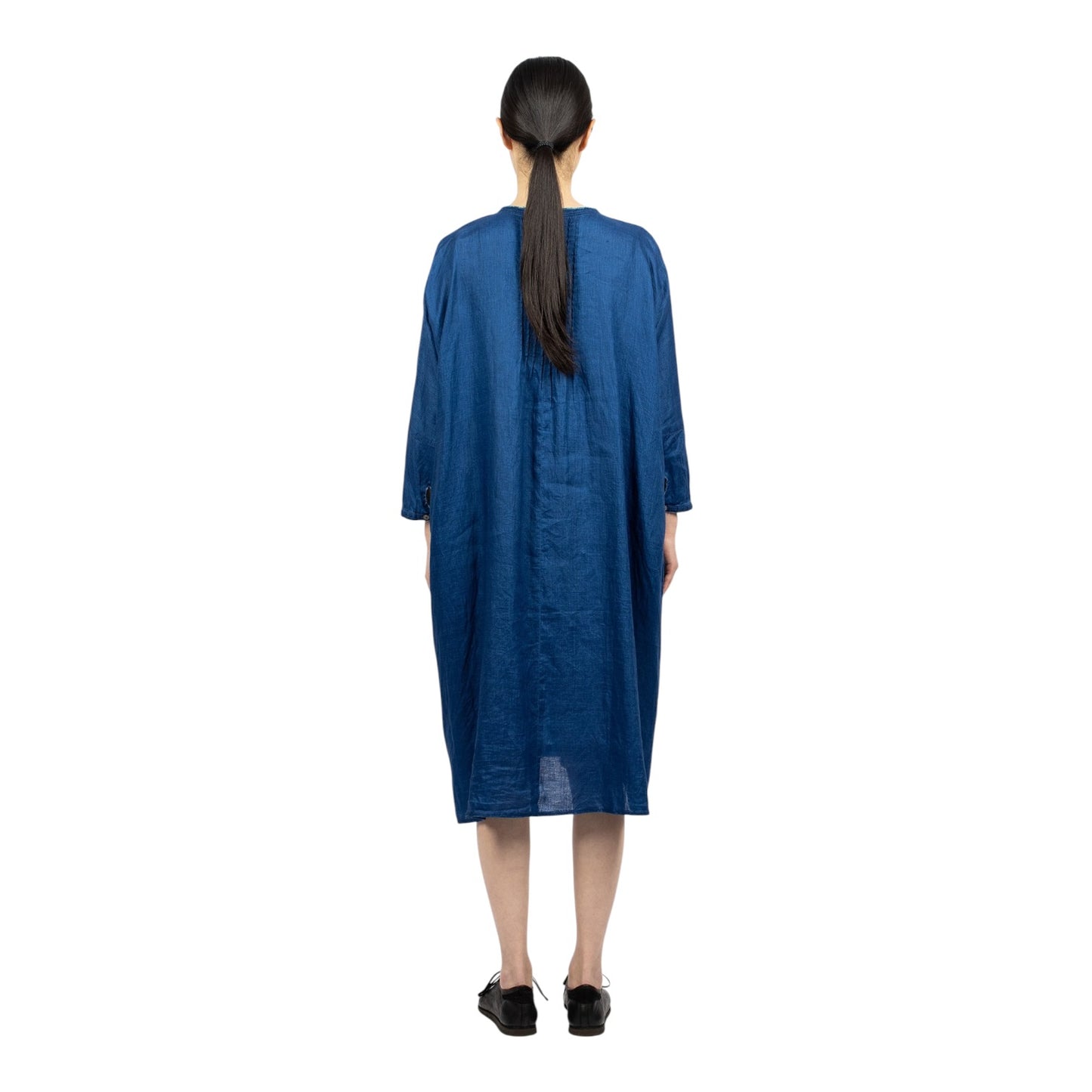 Kapital Blue French Linen Pintuck O'Keeffe Dress - One Size