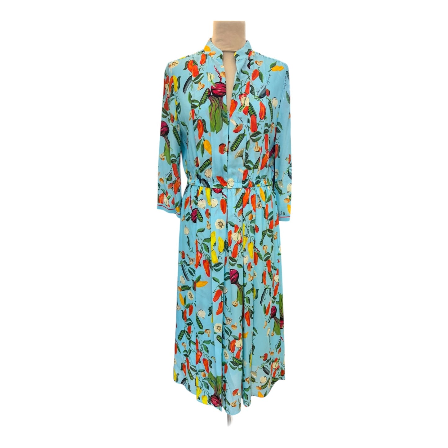 Marc Cain Turquoise Vegetable Motif Dress - 8
