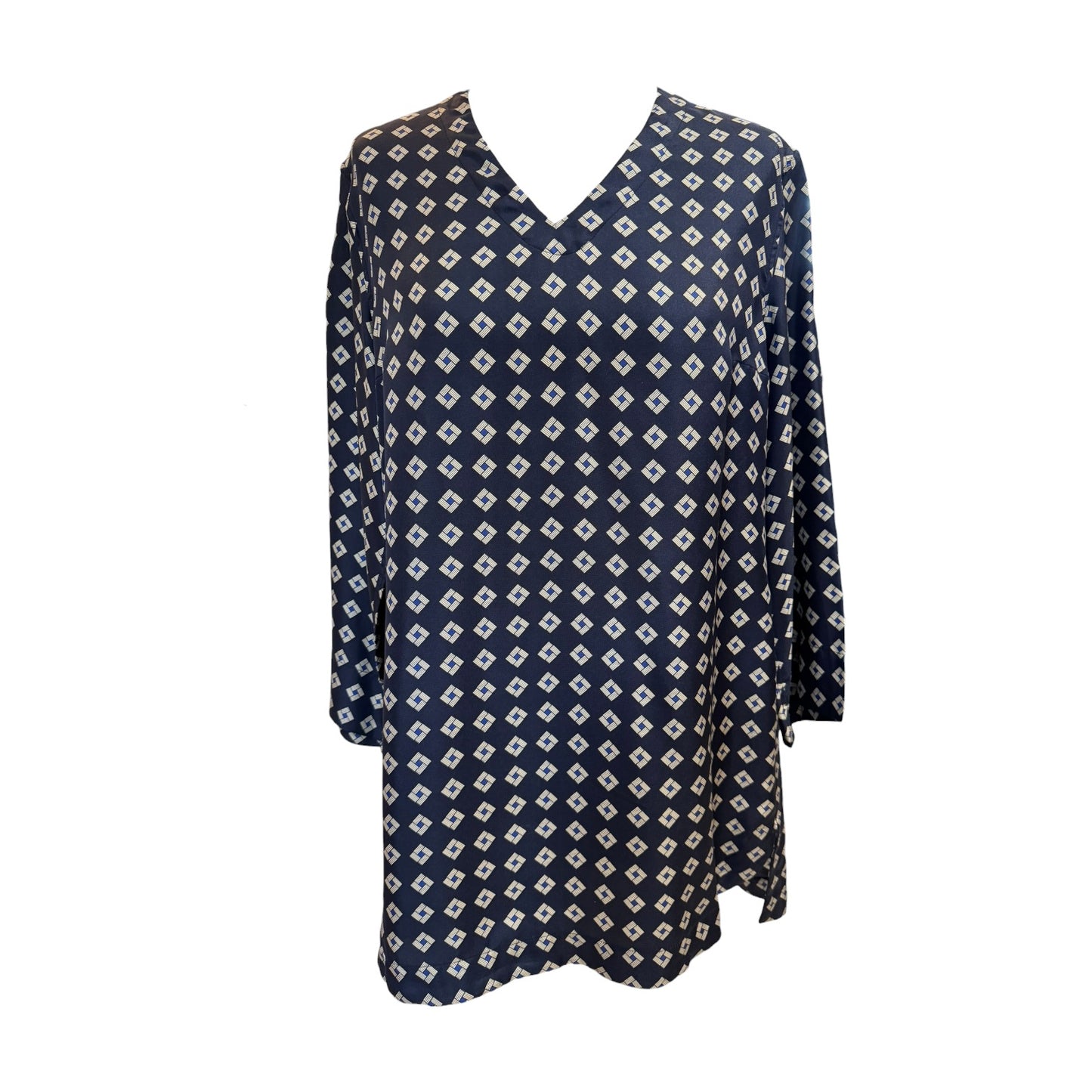 'S Max Mara Navy Silk Tunic Top - 12