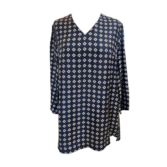 'S Max Mara Navy Silk Tunic Top - 12