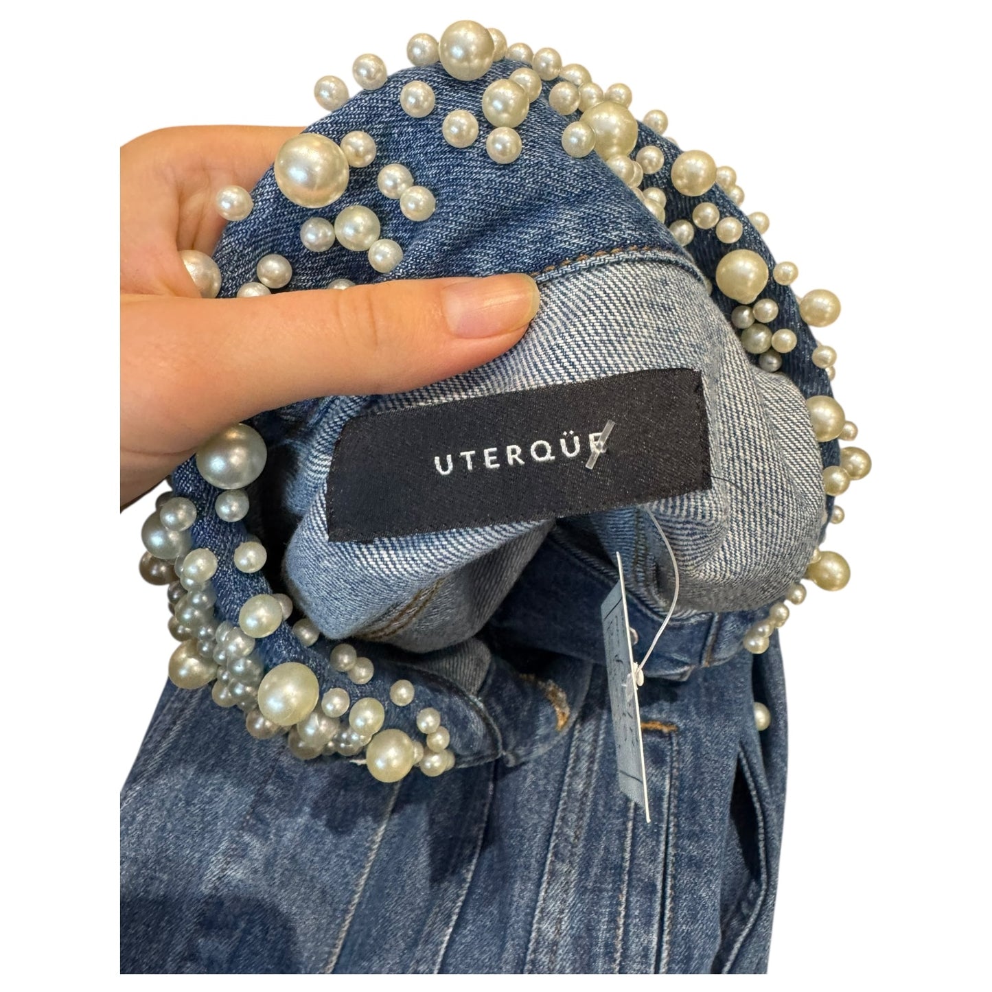 Uterqüe Denim Pearl Jacket - 10/12