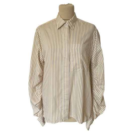 Phillip Lim Beige and White Gathered Sleeve Shirt - 10