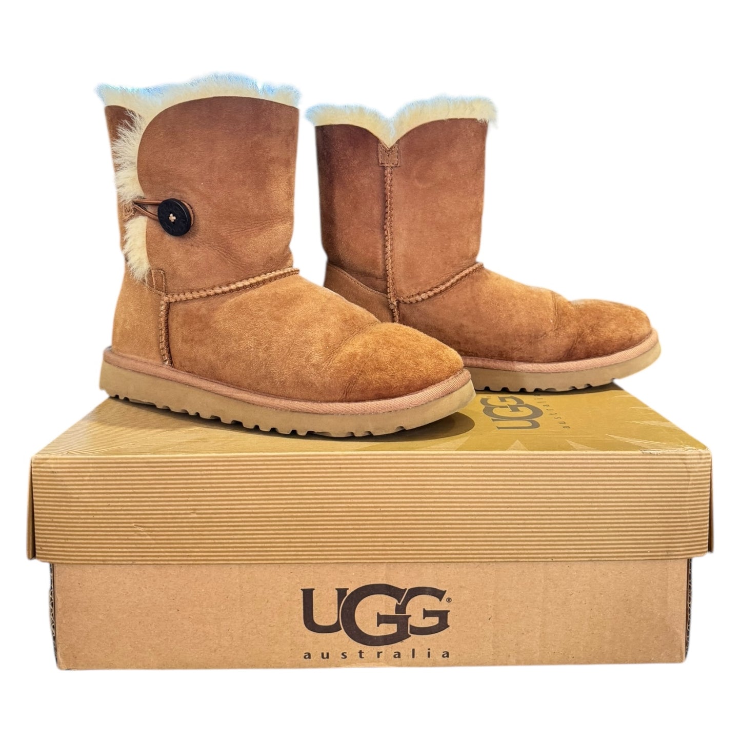 Ugg Bailey Button Boots in Chestnut Suede - 34 / 3