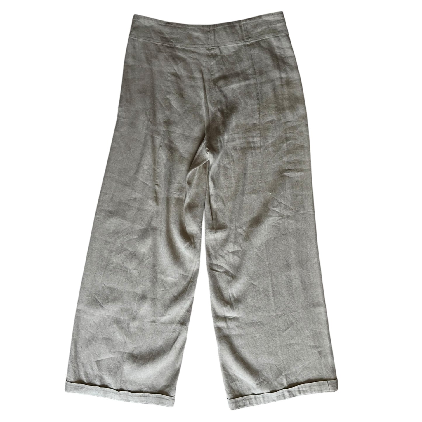 Annette Gortz Beige Linen and Cotton Wide Leg Trousers - 14