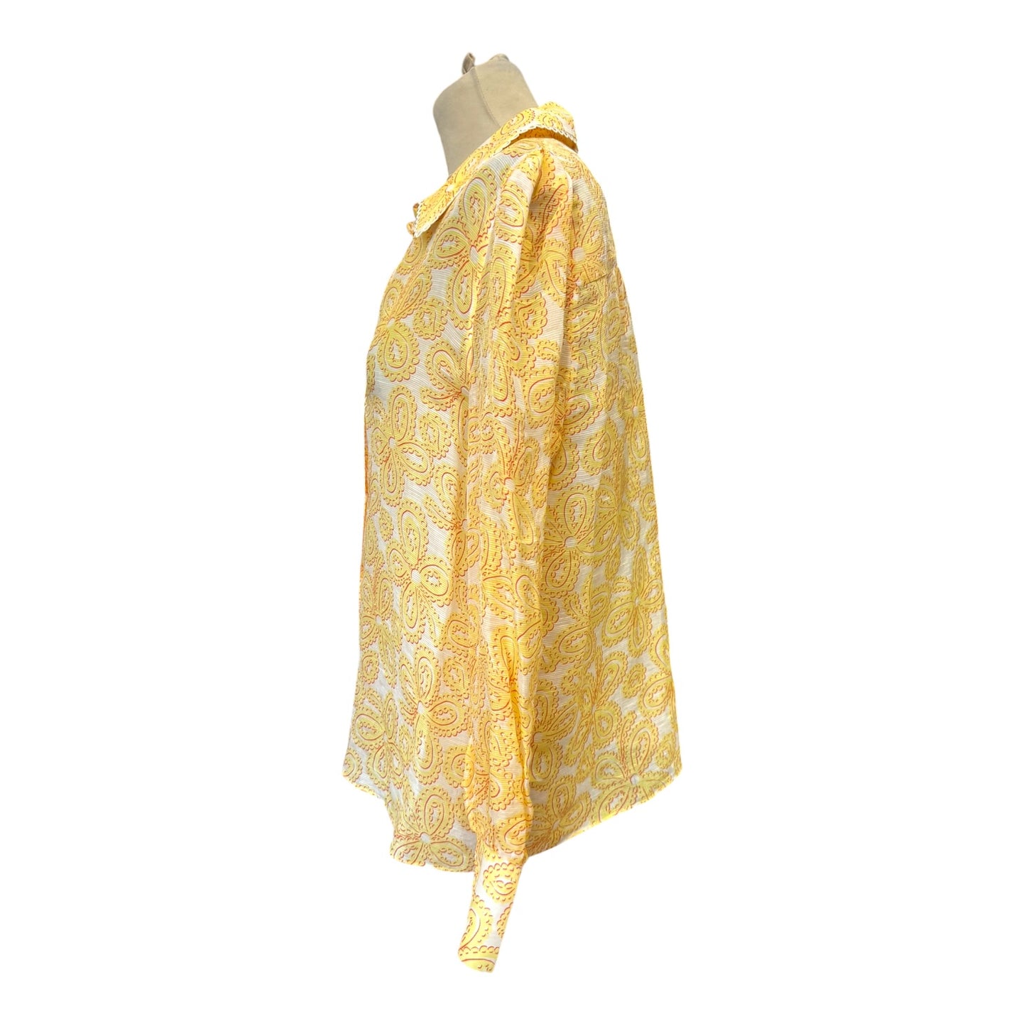 Me + Em Silk Linen Lace Balloon Sleeve Blouse - 14