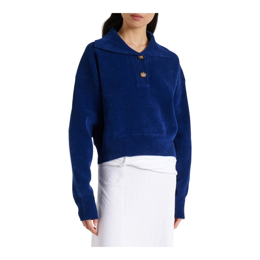Victoria Beckham Cropped Cotton Blend Velvet Sweatshirt - 10/12