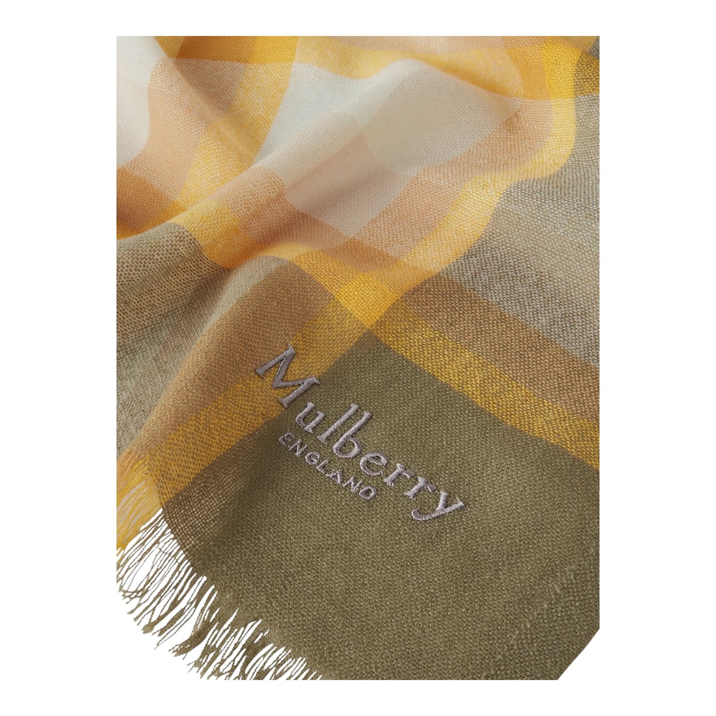 Mulberry Mega Check Green and Yellow Lightweight Scarf - NEW