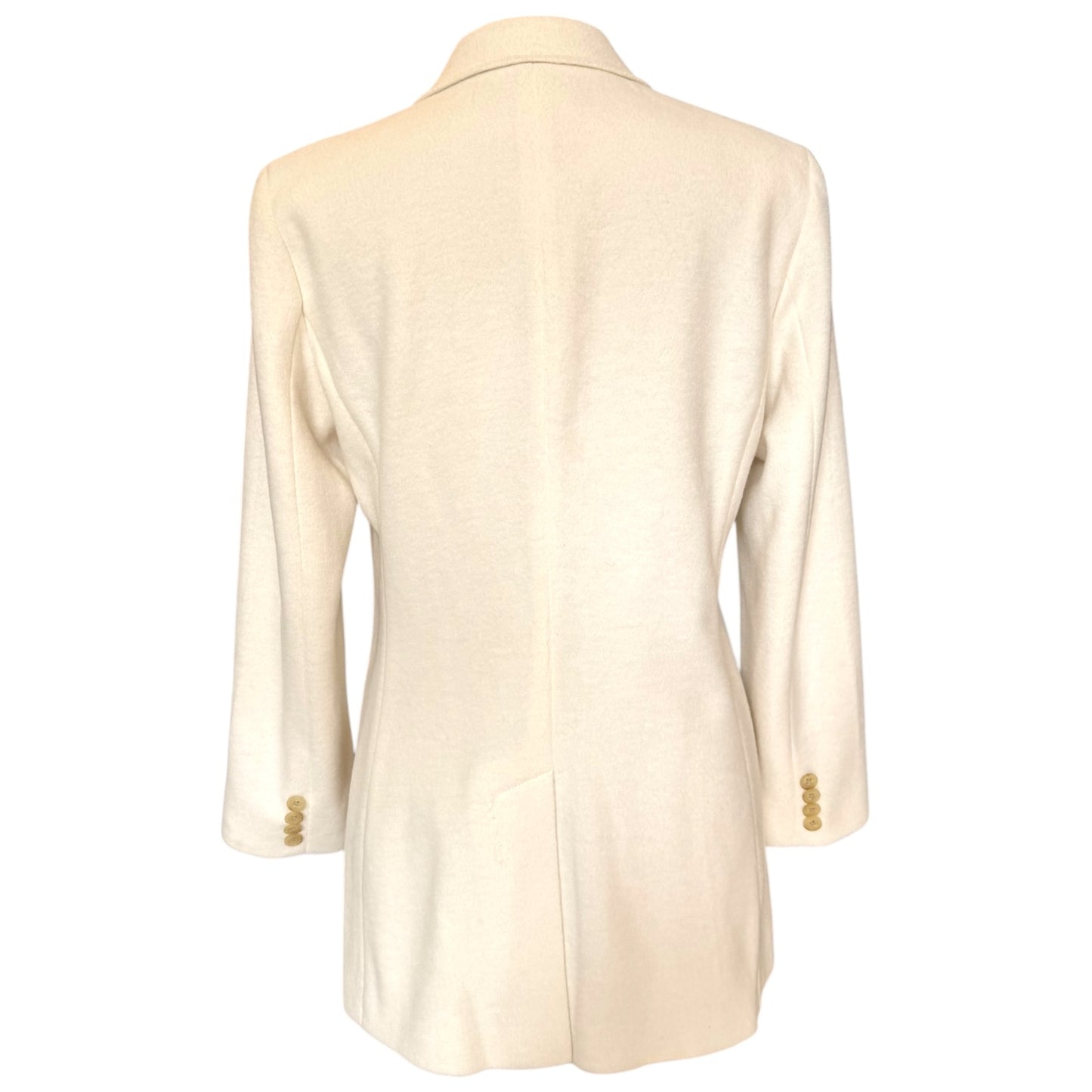 Ralph Lauren Cream Logo Crest Soft Wool Blend Blazer - 10/12