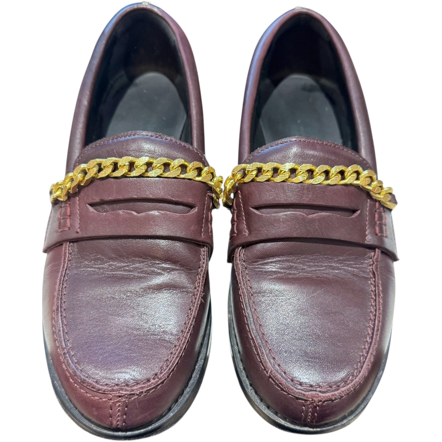 Golden Goose Burgundy Jerry Chain-Linked Loafers - 37/4