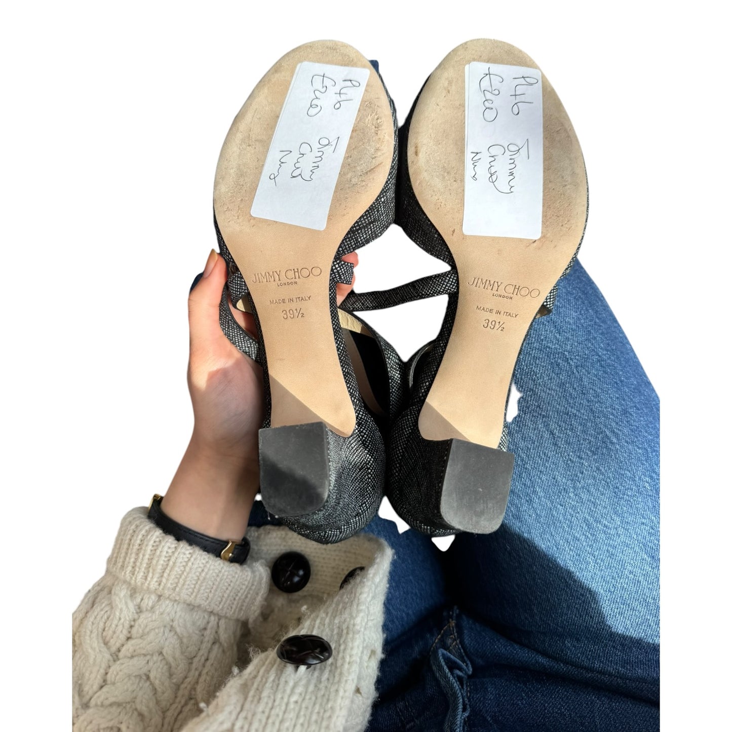 Jimmy Choo Wrap Around Block Heel Sandals - 39.5 / 6.5