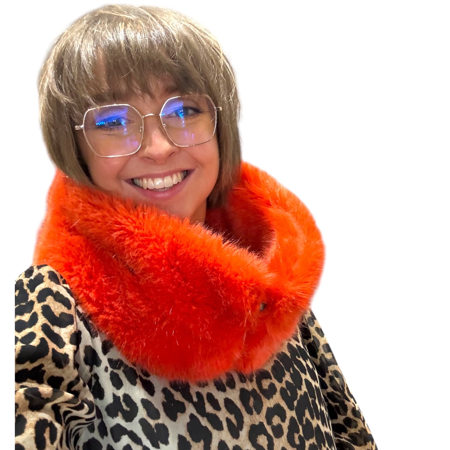 Helen Moore Orange Faux Fur Scarf