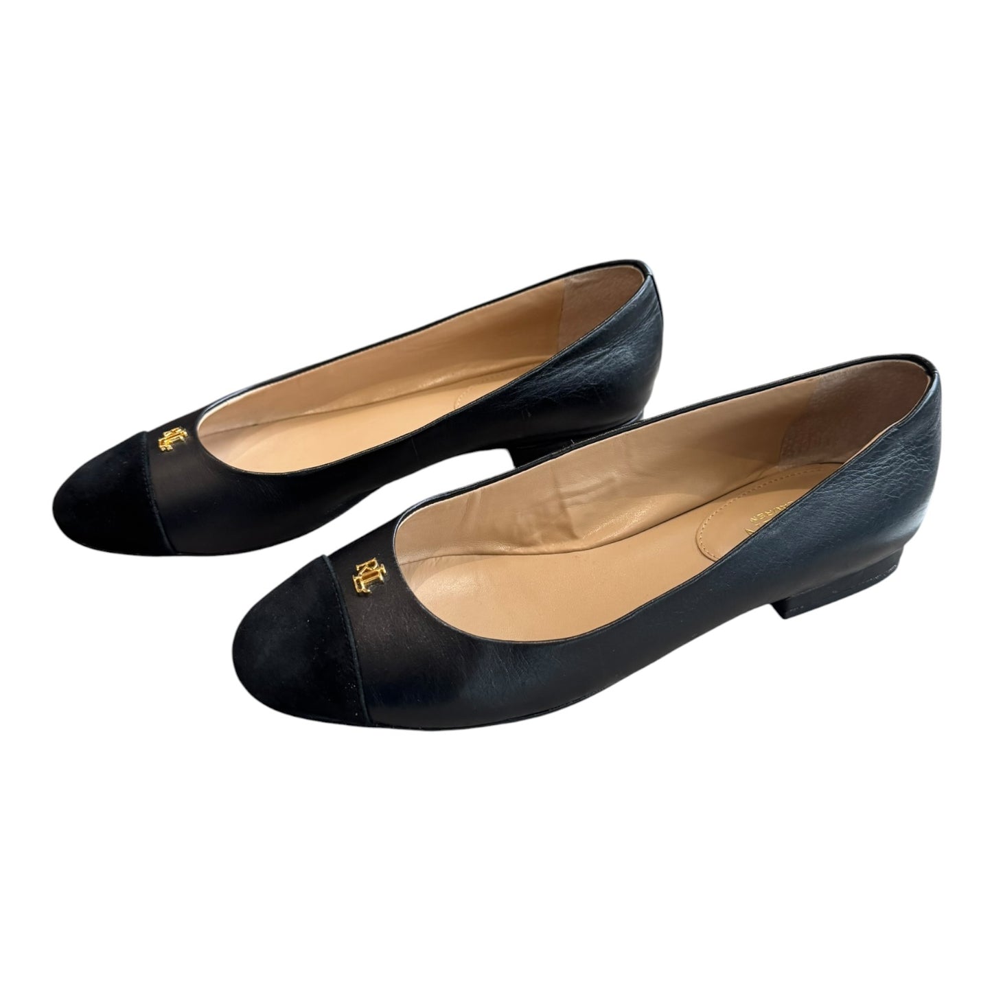 Ralph Lauren Black Leather and Suede Ballet Pumps - 38/5