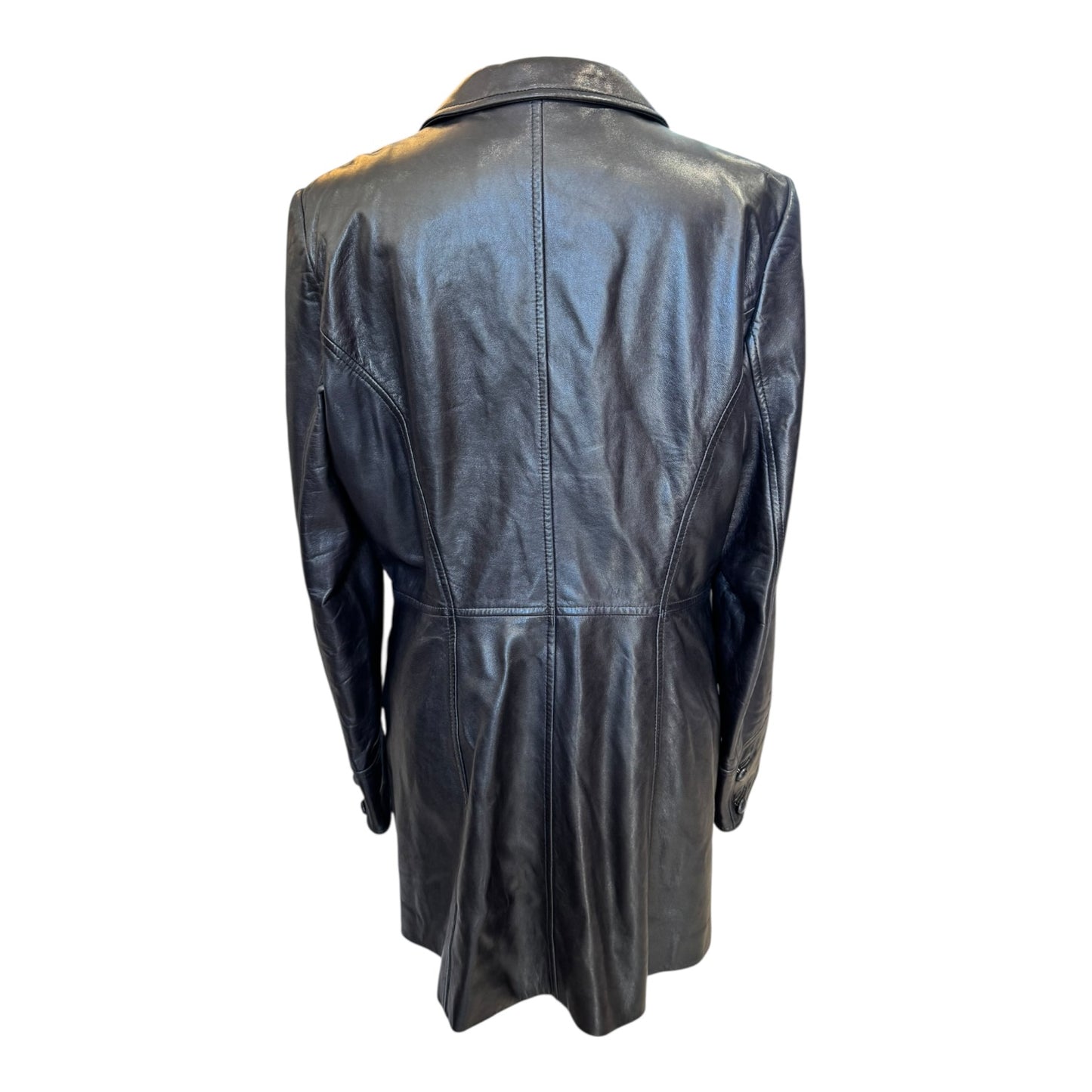 Escada Black Longline Leather Jacket - 12