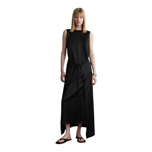 COS Black Wrap-Front Silk Maxi Dress - 14