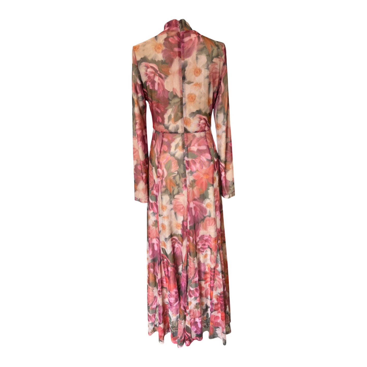 Kachel High-Neck Floral Mesh Maxi Dress - 10