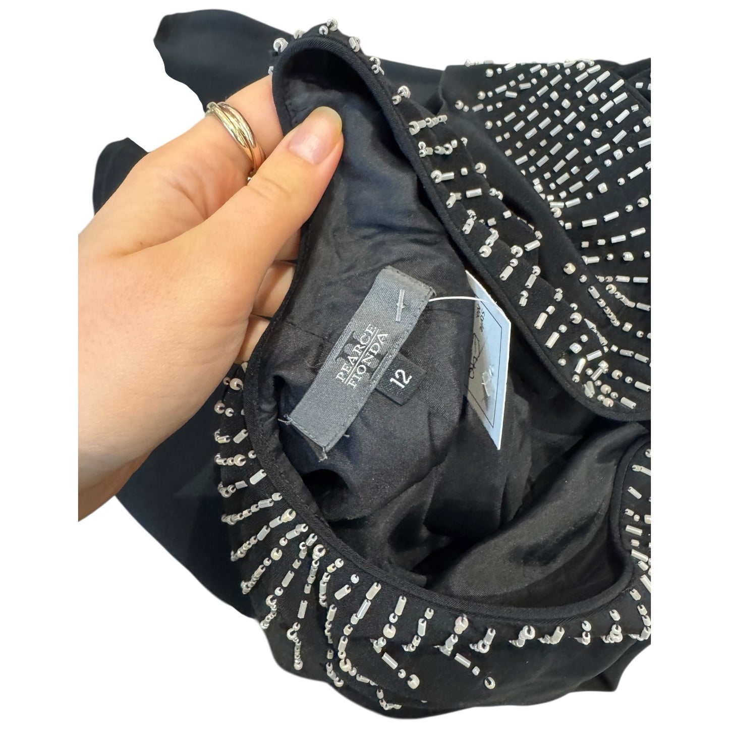 Pearce Fonda Black Open Back Sequin Dress - 8/10