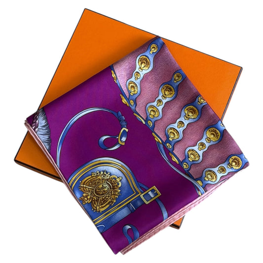 Hermès Purple Harnais De Cour Silk Scarf