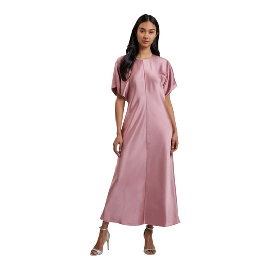 Ted Baker Fianaa Pink Satin Midi Dress - 10