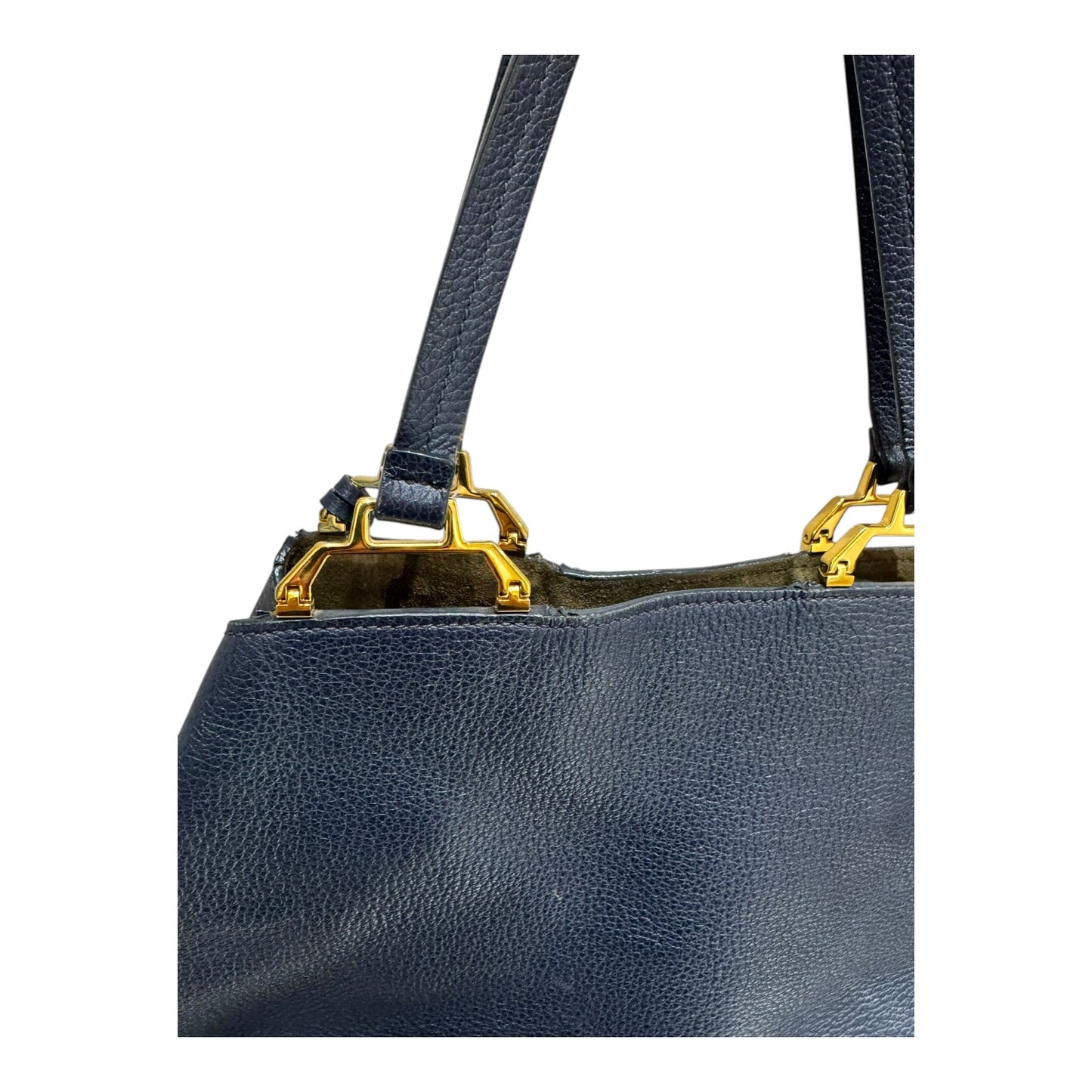 Miu Miu Navy Madras Tote Bag