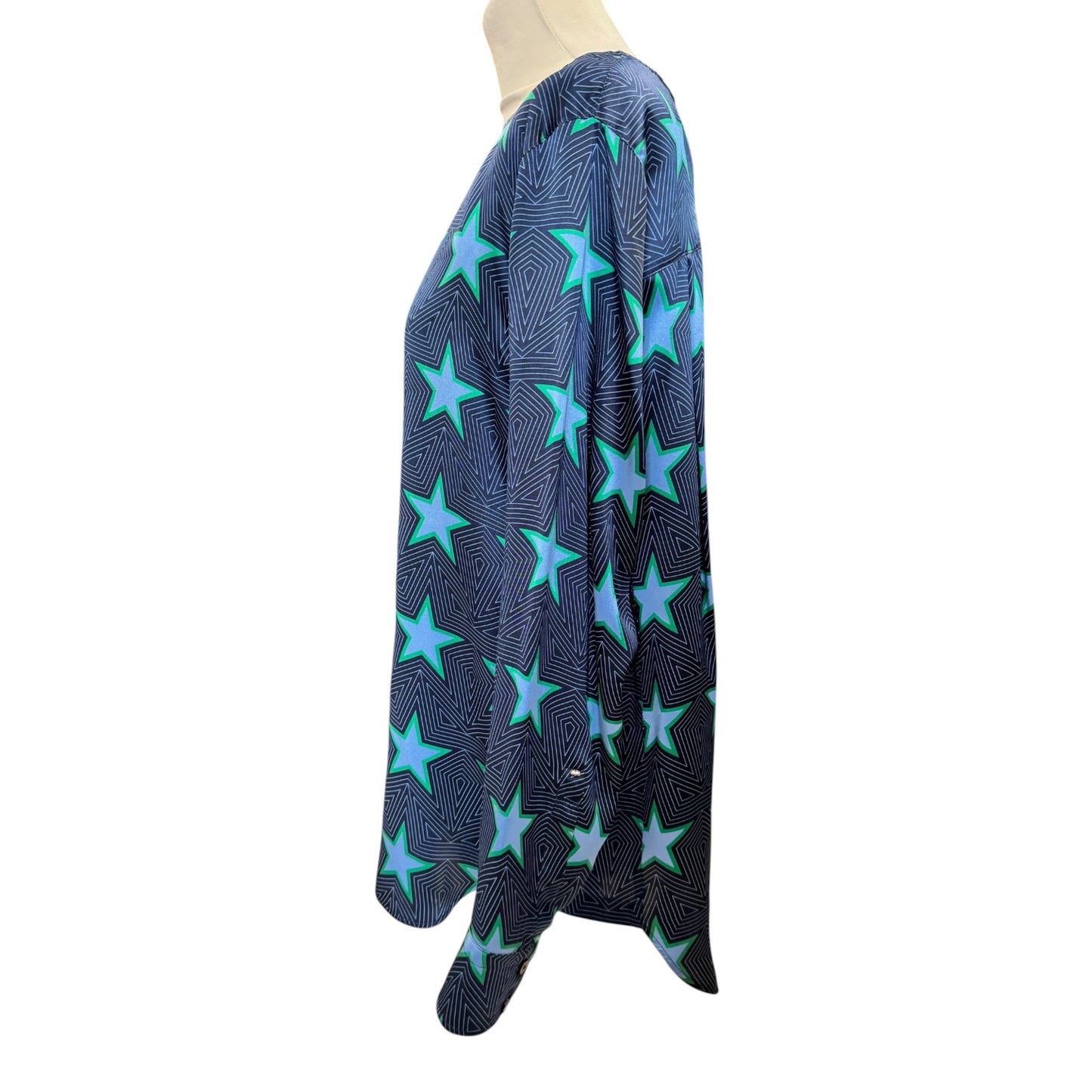 SportMax Blue and Green Star Silk Shirt - 12