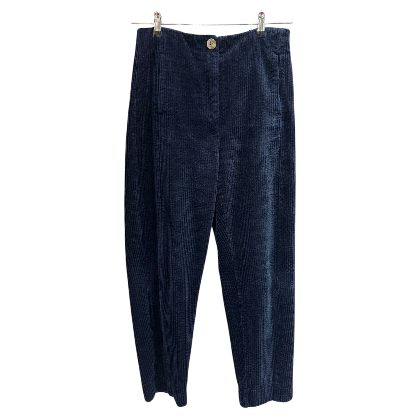 Ganni Navy Cord Barrel Leg Trousers - 10/12