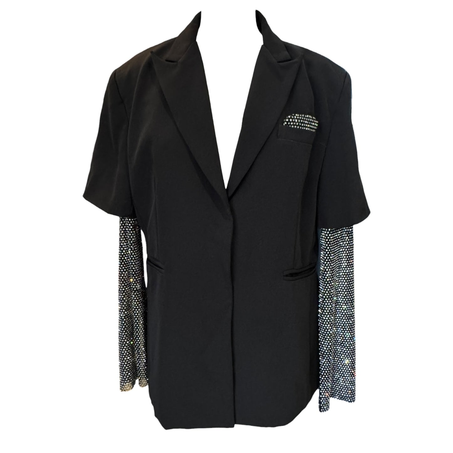 Black Blazer with Sparkle Sleeves - 12