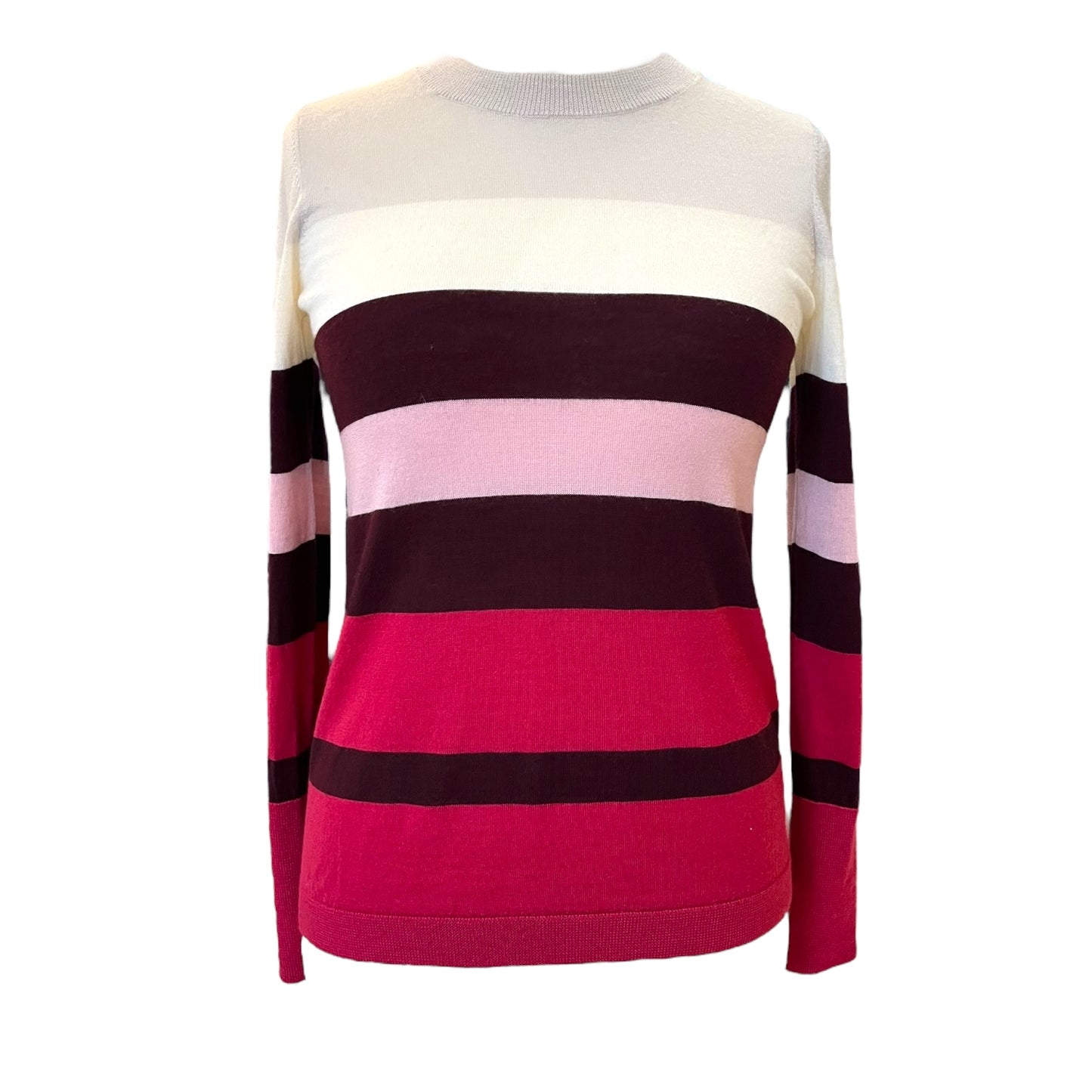 Jigsaw Cream Pink and Maroon Wool Jumper