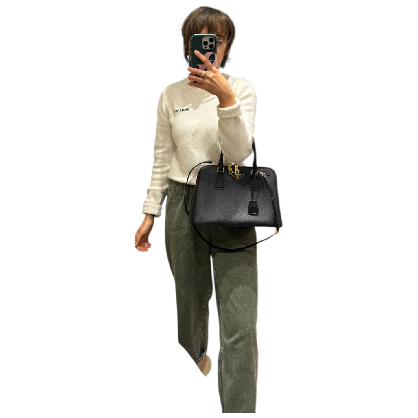 Prada Black Promenade Saffiano Lux Bag