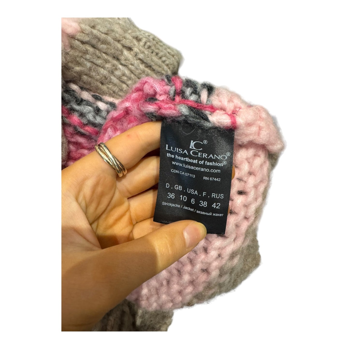 Luisa Cerano Pink Chunky Knit Cardigan - 10