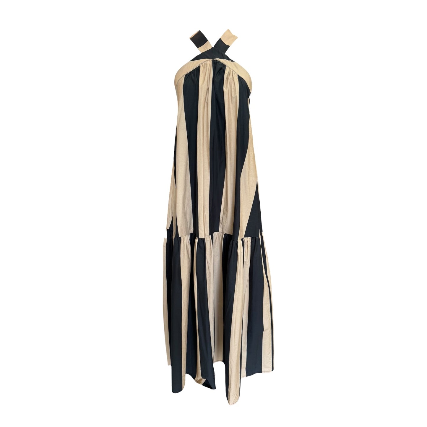 Souvenir Black and Beige Stripe Halterneck Dress - 10