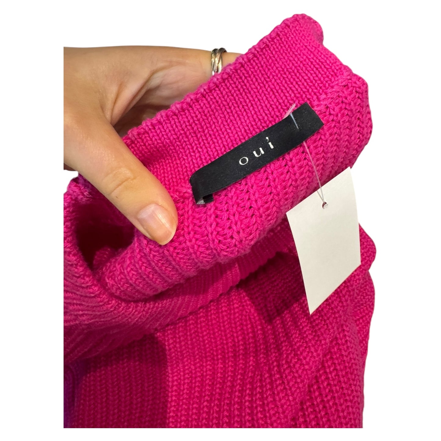 Oui Pink Cotton Rib Knit Sweater - 18