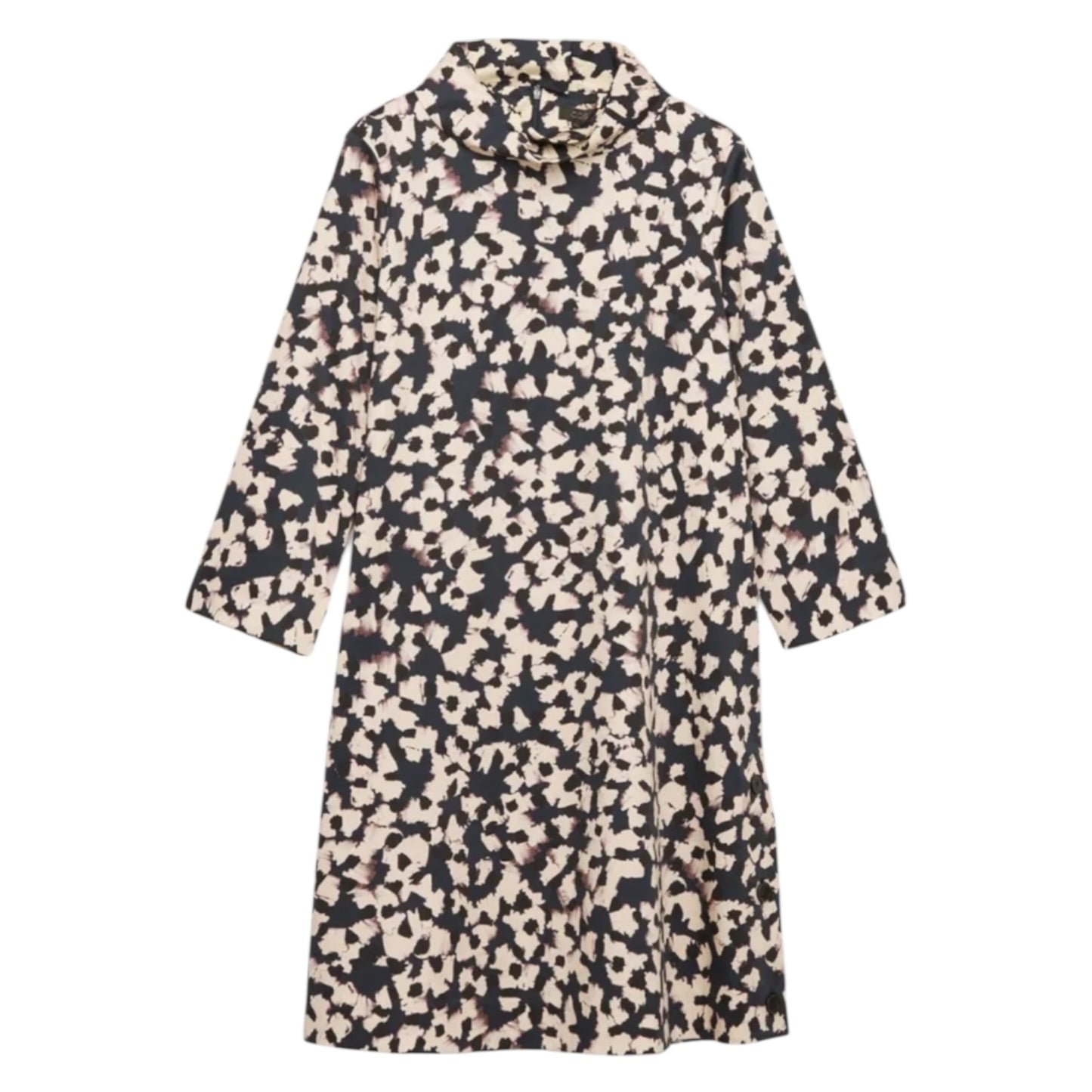 COS Navy Floral Stand Up Collar Dress - 16