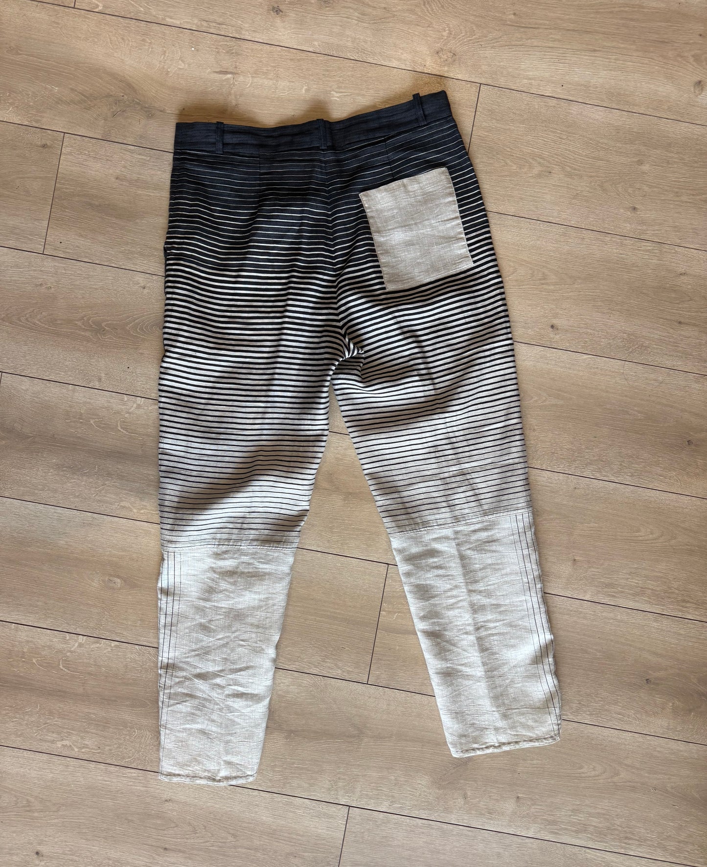 Annette Gortz Grey and Cream Stripe Trousers - 14
