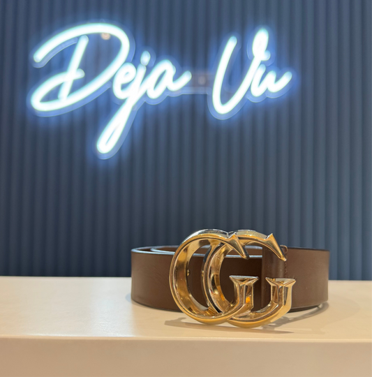 Gucci Brown Belt with Gold Buckle
